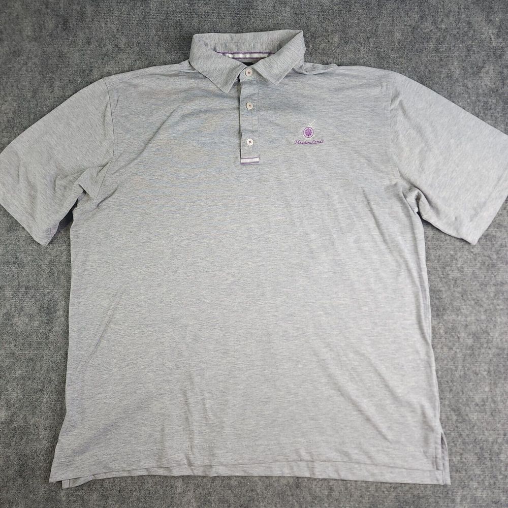 Footjoy Polo 2XL Performance Gray Solid Golf Meadowlands Nylon Polyester Fj Logo